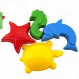 Plastowe foremki do piasku – morskie zwierzątka, zestaw 4 szt. w siateczce