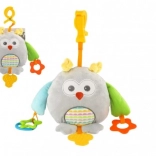 Pluszowa sowa na wózek i łóżeczko 18 × 18 cm, z gryzakami i klipsem