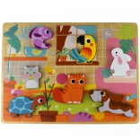 Drewniane Montessori Puzzle Zwierzątka Domowe Tooky Toy