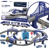 Elektryczna policyjna kolejka z samochodami, 92 elementy, 300 cm