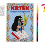 Kolorowanki KRECIK A5 maluj według kolorowych kropek z kredkami woskowymi, 11 szt. w woreczku