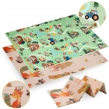 Dwustronna składana mata piankowa HUMBI 120 × 180 cm – las i miasteczko, XPE