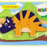 Drewniane puzzle dinozaury – triceratops lub ankylosaurus, pomarańczowe