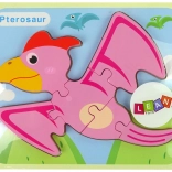 Drewniane puzzle dinozaury – pterodaktyl różowy lub pliozaur niebieski