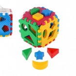 Plastowa kostka do sortowania kształtów 12 × 12 cm w siatce