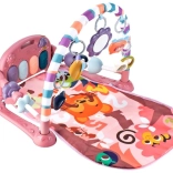 Edukacyjna mata do zabawy z pianinkiem i grzechotkami – różowa