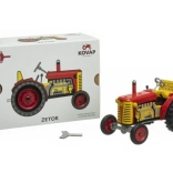 Traktor Zetor czerwony z plastikowymi felgami na kluczyk 1:25