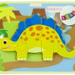 Drewniane puzzle dinozaur – żółty stegozaur lub żółty owiraptor