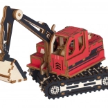 Drewniane puzzle 3D koparka czerwone