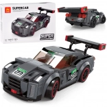 Techniczne klocki konstrukcyjne sportowy samochód szary, 166 elementów z naklejkami