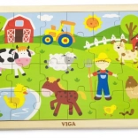 Viga drewniane puzzle farma dla dzieci