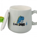 Ceramiczny kubek z motywem dinozaura z pokrywką 350 ml