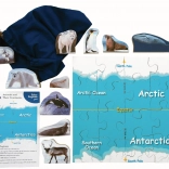 Just Jigsaws obszary polarne i ich zwierzęta – drewniane puzzle, 16 elementów i 10 zwierząt