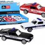 Metalowe policyjne i strażackie auto 1:32 z napędem frykcyjnym