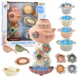 Zabawki do Wanny Łódź Podwodna Kubeczki z Przyssawkami 9 szt.