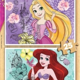 Drewniane puzzle EDUCA Disney księżniczki Roszpunka i ARIEL 2×25 elementów
