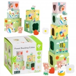 Klasyczna piramida z klockami Leśny motyw dla dzieci