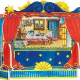 Teatrzyk stołowy dla pacynki z lakierowanego drewna