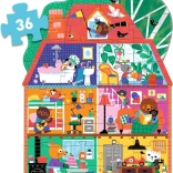 Podłogowe konturowe puzzle Domek 36 elementów