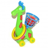 Żyrafa do rzucania na kółkach z obręczami i koszyczkiem