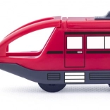 Czerwona lokomotywa z maszynistą na baterie