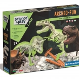 Clementoni Science & Play ArcheoFun: T‑Rex i Triceratops – zestaw wykopaliskowy ze świecącymi szkieletami
