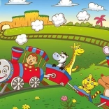 Drewniane puzzle Zwierzęcy pociąg 25 elementów