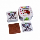 Pexeso dla dzieci Zwierzątka w metalowym pudełku