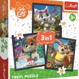 Puzzle 3w1 Poznaj urocze kocięta 44 CATS
