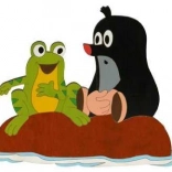 DoDo duża drewniana dekoracja Krecik i żaba