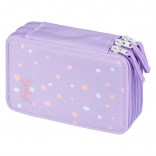 Szkolny piórnik trzykomorowy BAAGL Pupile, fioletowy w kropki