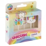 3D świeczki na tort Jednorożec, 5 szt.