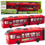 Autobus przegubowy 1:16 ze światłami, dźwiękami i otwieranymi drzwiami – czerwony