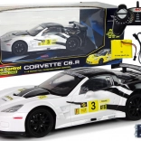 RC auto CORVETTE C6.R 1:18 białe ze światłami 2.4 GHz
