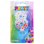 Imprezowa świeczka cyfra 8 Kropki