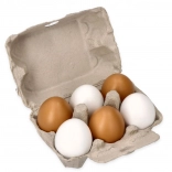 Drewniane jajka w kartonie, 6 sztuk