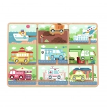 drewniany labirynt z pojazdami TOOKY TOY