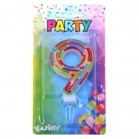 Imprezowa świeczka tortowa cyfra 9 – paski