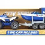 Dziecięcy quad na baterie z przyczepą i łodzią