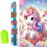 Malowanie diamentowe na płótnie – jednorożce w powozie 23 × 30 cm