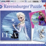 Ravensburger puzzle Kraina Lodu: Elsa, Anna i Olaf 3×49 elementów