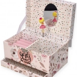 Szkatułka na biżuterię z pozytywką Ballerina – różowa, w kwiaty