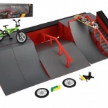 Skatepark – zestaw fingerboard i BMX z rampami i akcesoriami