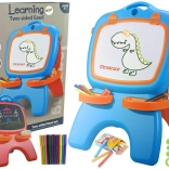 Dwustronna tablica magnetyczna i kredowa niebiesko‑czerwona z szablonami