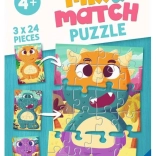 RAVENSBURGER puzzle Mix & Match: urocze dinozaury 3×24 elementy
