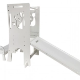 Rosnąca wieża do nauki z kotkiem ze zjeżdżalnią i tablicą