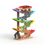 Duży drewniany tor wyścigowy z 6 rampami dla dzieci