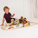 Drewniana dinozaurowa kolejka BIGJIGS RAIL, 49 elementów