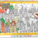 EUROGRAPHICS puzzle do kolorowania Domy w mieście 300 elementów + zestaw do zawieszenia
