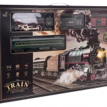 retro pociąg z dymem i dźwiękami, zestaw z torami i akcesoriami